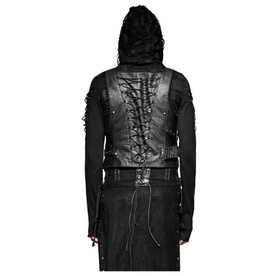 Mens Dieselpunk Waistcoat Vest Gothic Black Faux Leather Dystopian Vest Mens Dieselpunk Waistcoat Vest Gothic Black Faux Leather Dystopian Vest