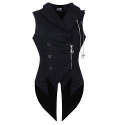 Men Gothic Vest Vampire Long Tailcoat Cotton Vest