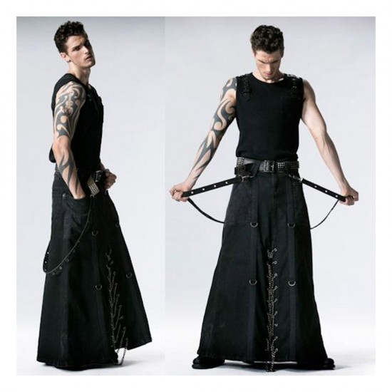 Men Tripp Gothic Long Skirt Punk Rock Maxi Kilt Techno Pants Men Tripp Gothic Long Skirt Punk Rock Maxi Kilt Techno Pants