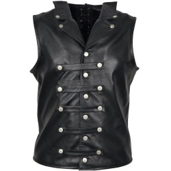 Men Leather Vest Steampunk Steel Boned Waistcoat Corset Gothic Victorian Vest 