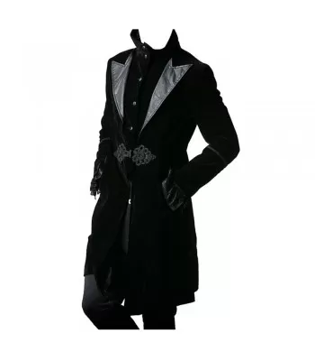 Velvet Coat Men Black Gothic Knot Overcoat Jacket  (2025)