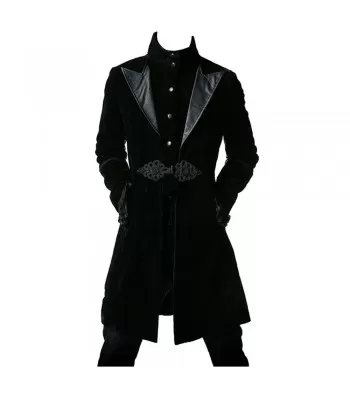 Velvet Coat Men Black Gothic Knot Overcoat Jacket  (2025)