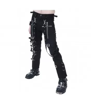 Men Gothic Pant Black Buckles Chains Straps Pant Goth Punk Cyber Cotton Pants (2025)