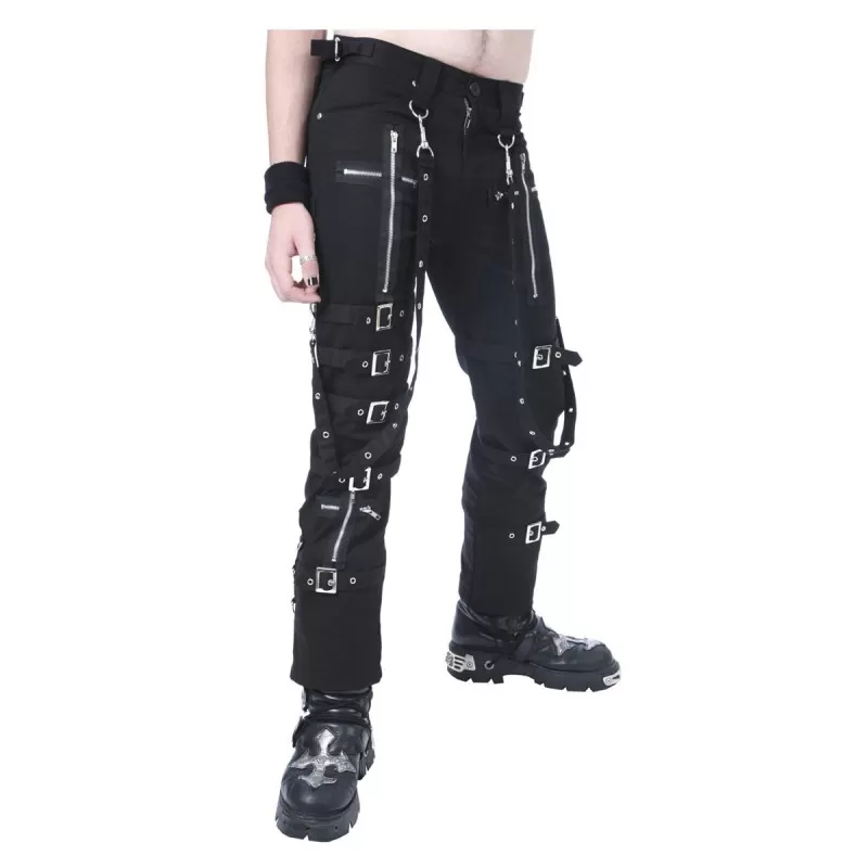 Men Gothic Pant Black Buckles Chains Straps Pant Trousers Goth Punk ...
