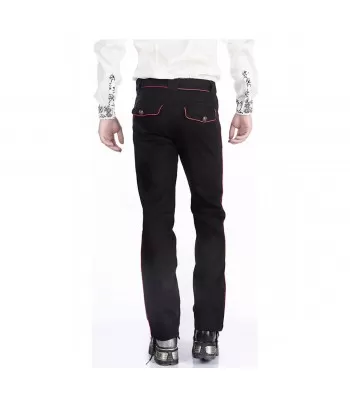 Men Black Pentagramme Red Pant Gothic Military Officer Pants Trousers  (2025)
