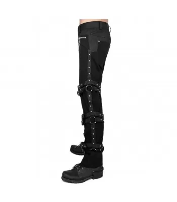 Men’s Gothic Punk Rock Pants | Black Buckle Strap Trousers