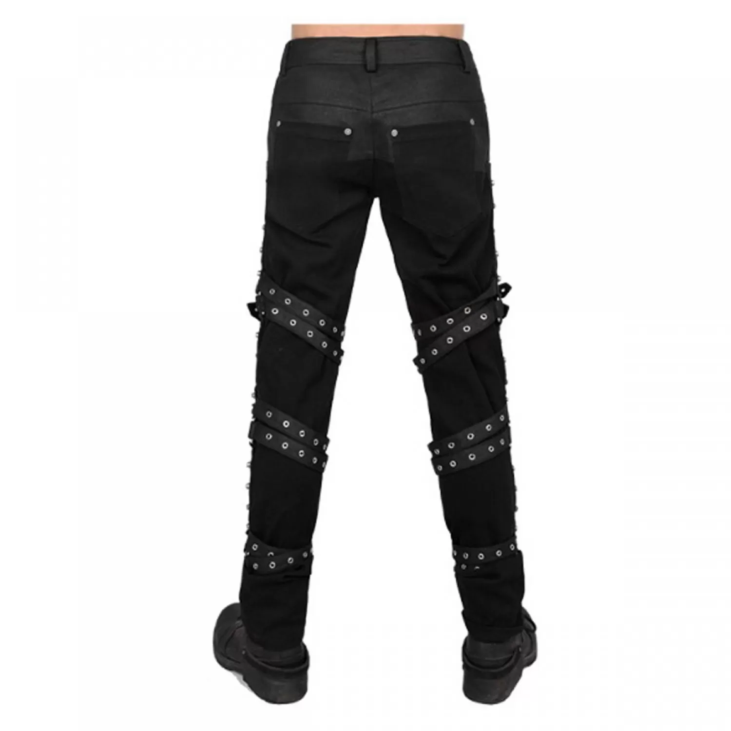 Men’s Gothic Punk Rock Pants | Black Buckle Strap Trousers