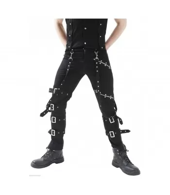 Men Gothic Bondage Pant Cotton Studs Metal Punk EMO Rock Pant  (2025)