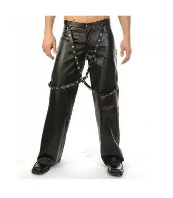 Men Gothic Biker Pant with Suspender Buckle Bondage Pants For Sale  (2025)
