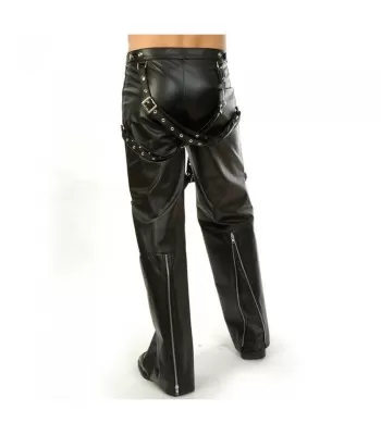 Men Gothic Biker Pant with Suspender Buckle Bondage Pants For Sale  (2025)