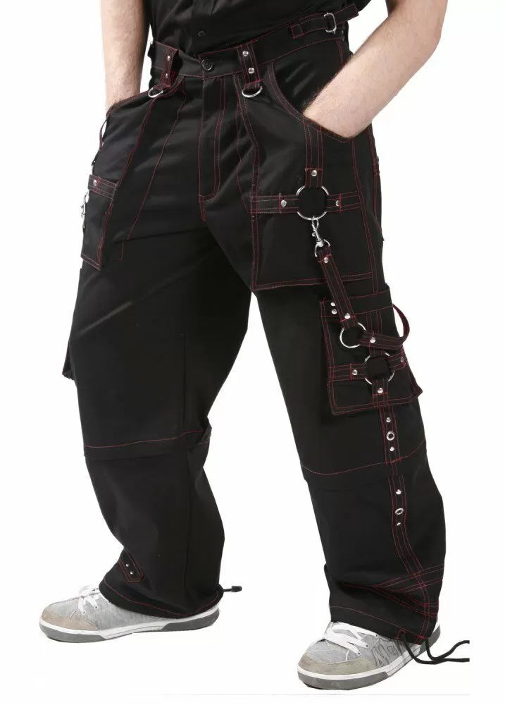 Men Gothic Trouser Black Chain Trouser Zip Off Punk Short Pant Goth