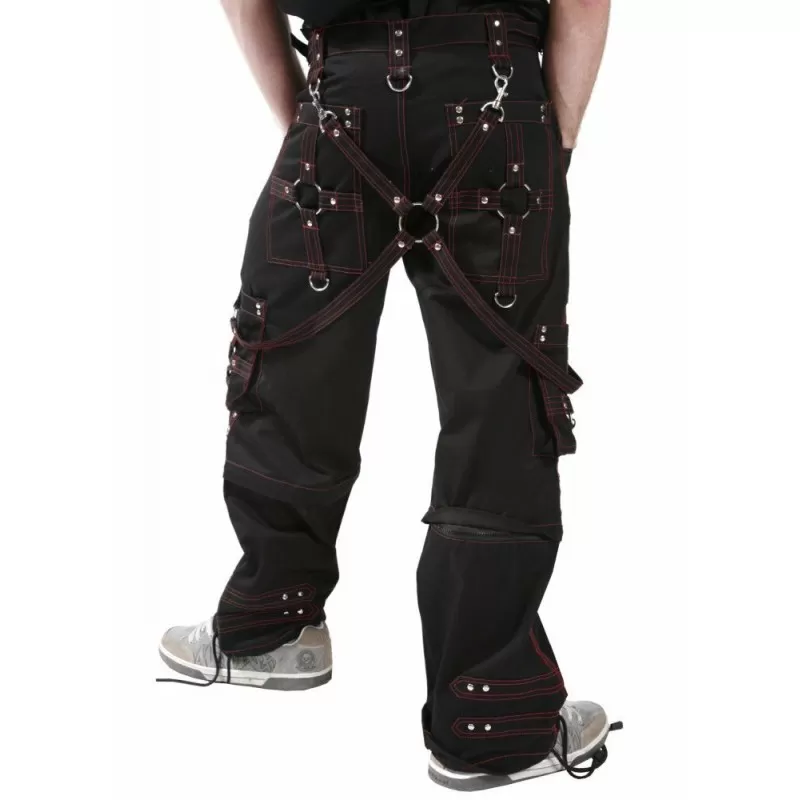 Men Gothic Pant Bondage Trouser Black Red Punk Rock Short Pants Punk ...