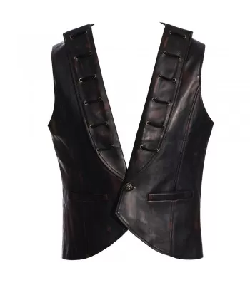 Men Steampunk Waistcoat Black Fashion Two Toned Leather Vest (2025)