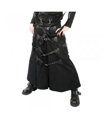 Men Gothic Cyber Punk Bondage Skirt Long Pant Black Goth Clothing (2025)