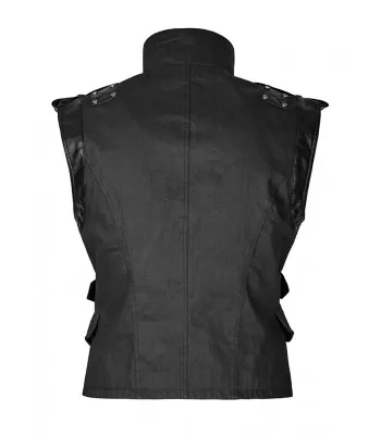 Men Gothic Military Vest  Army Steampunk Cross Vest Black Leather Dieselpunk Waistcoat (2025)