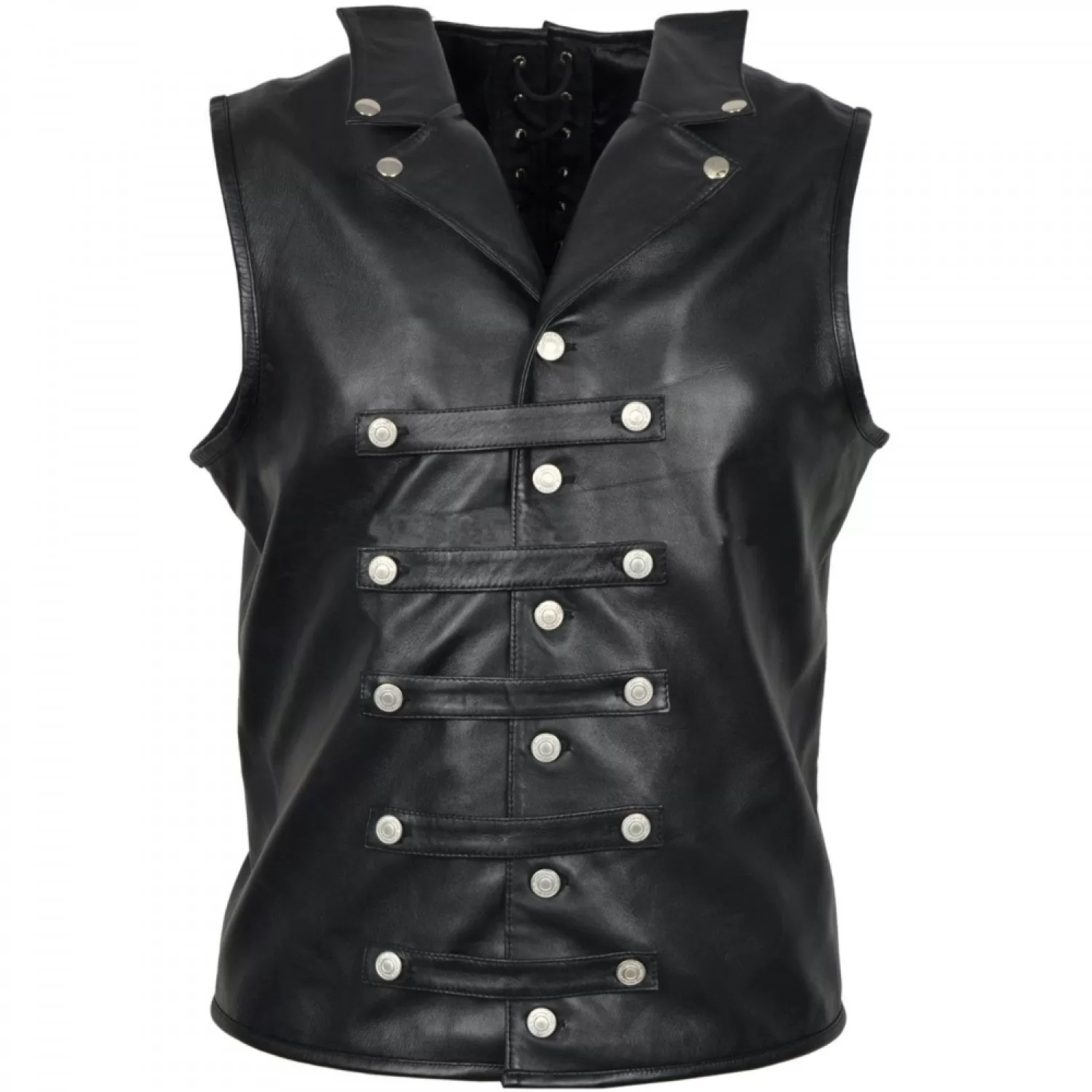 Men Steampunk Leather Biker Vest Steel Boned Waistcoat Victorian Vest Button Style