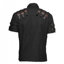 Mens Officer Short Sleeve Steampunk Shirt 