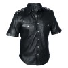 Men Gothic Leather Shirt PUNK Rock Shirt Fetish Club Goth Shirt