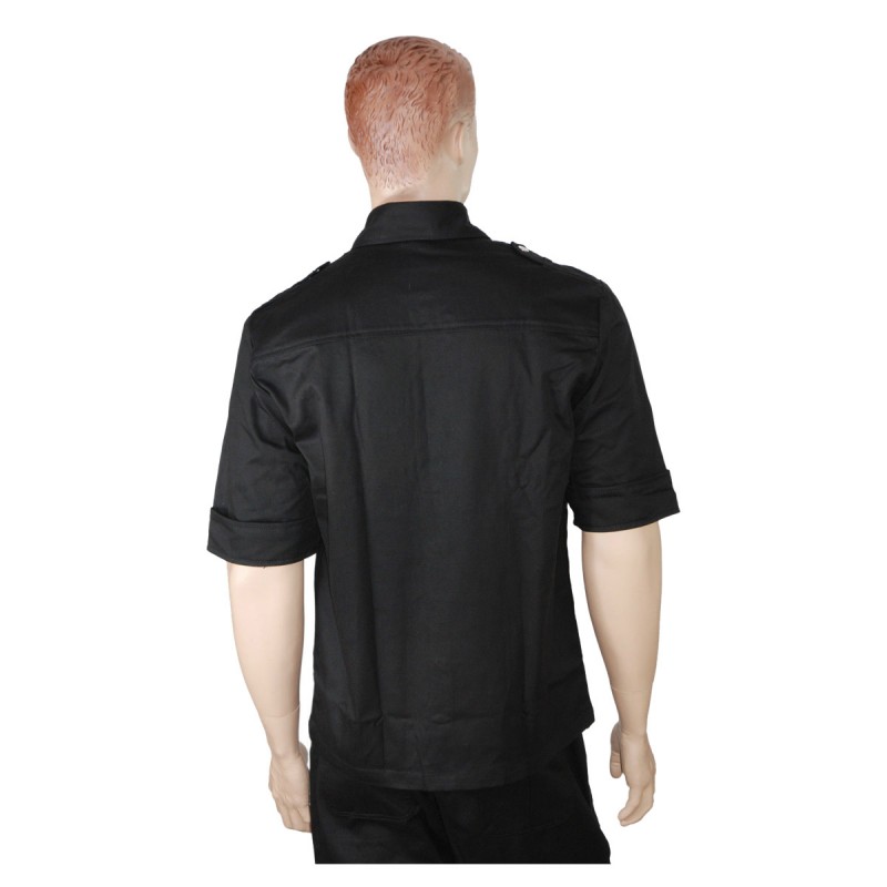 Short Sleeves Gothic Military Shirt Black Punk Shirt - Gothic Clothing