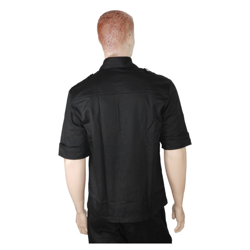 Short Sleeves Gothic Military Shirt Black Punk Shirt 