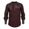 Men Steampunk Brown Goth Vintage Shirt Gothic Cotton Shirt 
