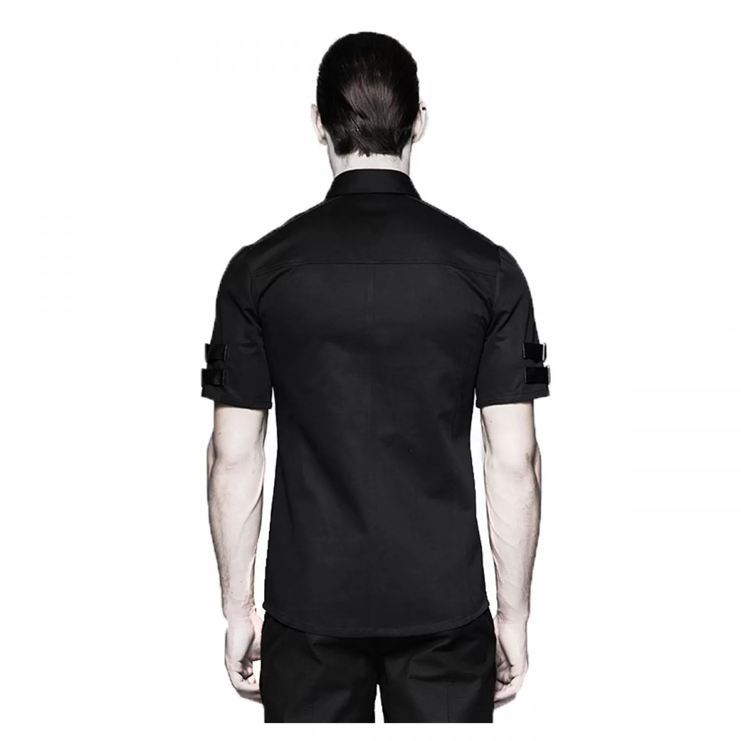 Men Gothic Short Sleeve Shirt Military Punk Style Cotton Shirt  | Fetish Shirt
