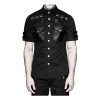 Men Gothic Shirt Military Shirt Punk Style Short Sleeve Cotton Shirt  | Fetish Shirt