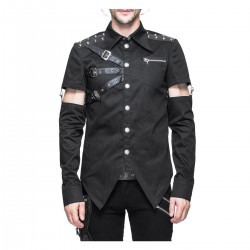 Men Gothic Devil Fashion Gothic Shirt Dave Vanian Shirt With Detachable Sleeve