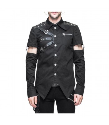 Men Gothic Devil Fashion Gothic Shirt Dave Vanian Shirt With Detachable Sleeve