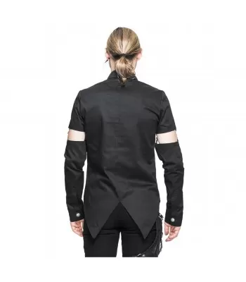 Men Gothic Dave Vanian Punk Rock Shirt | Detachable Sleeve Gothic Fashion Shirt