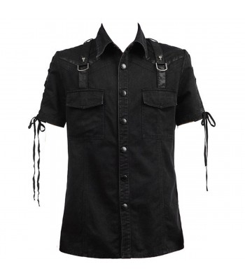 Men Gothic Shirt Steampunk Rock Military Men Fetish Shirt