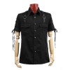 Men Gothic Shirt Steampunk Rock Industrial Military Top Shirt 