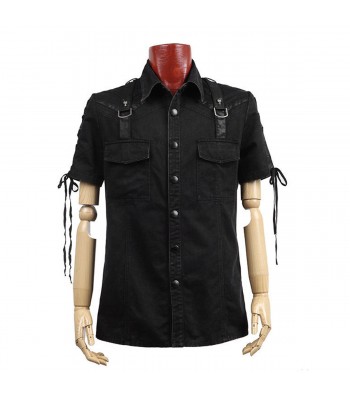 Men Gothic Shirt Steampunk Rock Military Men Fetish Shirt