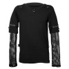 Gothic Men Shirt Top With Mesh Sleeves Punk Top 