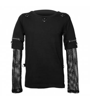 Gothic Men Shirt Top With Mesh Sleeves Punk Top 