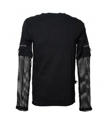 Gothic Men Shirt Top With Mesh Sleeves Punk Top 