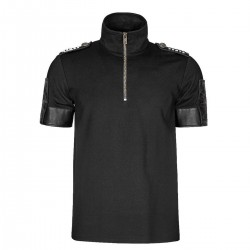 Men Gothic T-Shirt Steampunk Military Uniform Sniper Shirt 