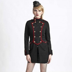 Punk Rave Military Style Wool Coat Winter Woman GRAY Uniform 