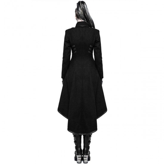 Women Gothic Military Steampunk Coat Long Jacket Black Steampunk Army Uniform 