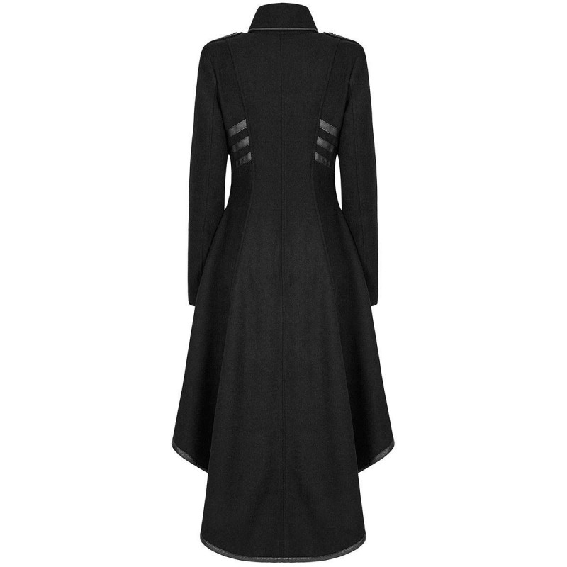 Women Gothic Military Steampunk Coat Long Jacket Black Steampunk Army ...