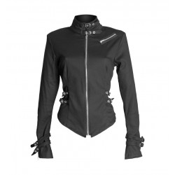 Women Dark Forest Black Long Sleeve Blouse Gothic Jacket Metal Denim Punk Women Military Shirt 