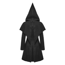 Women Gothic Lolita Zipper Hooded Witch Magic Cloak Coat