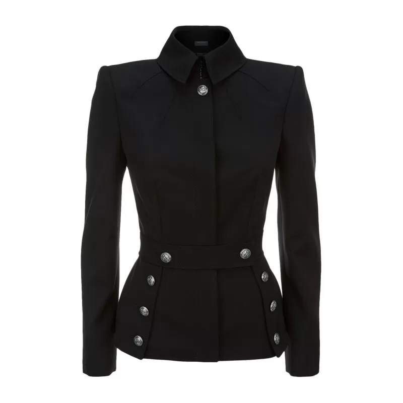 Women Military Style Coat Gothic Women Black Wool Military Style Fashion Jacket