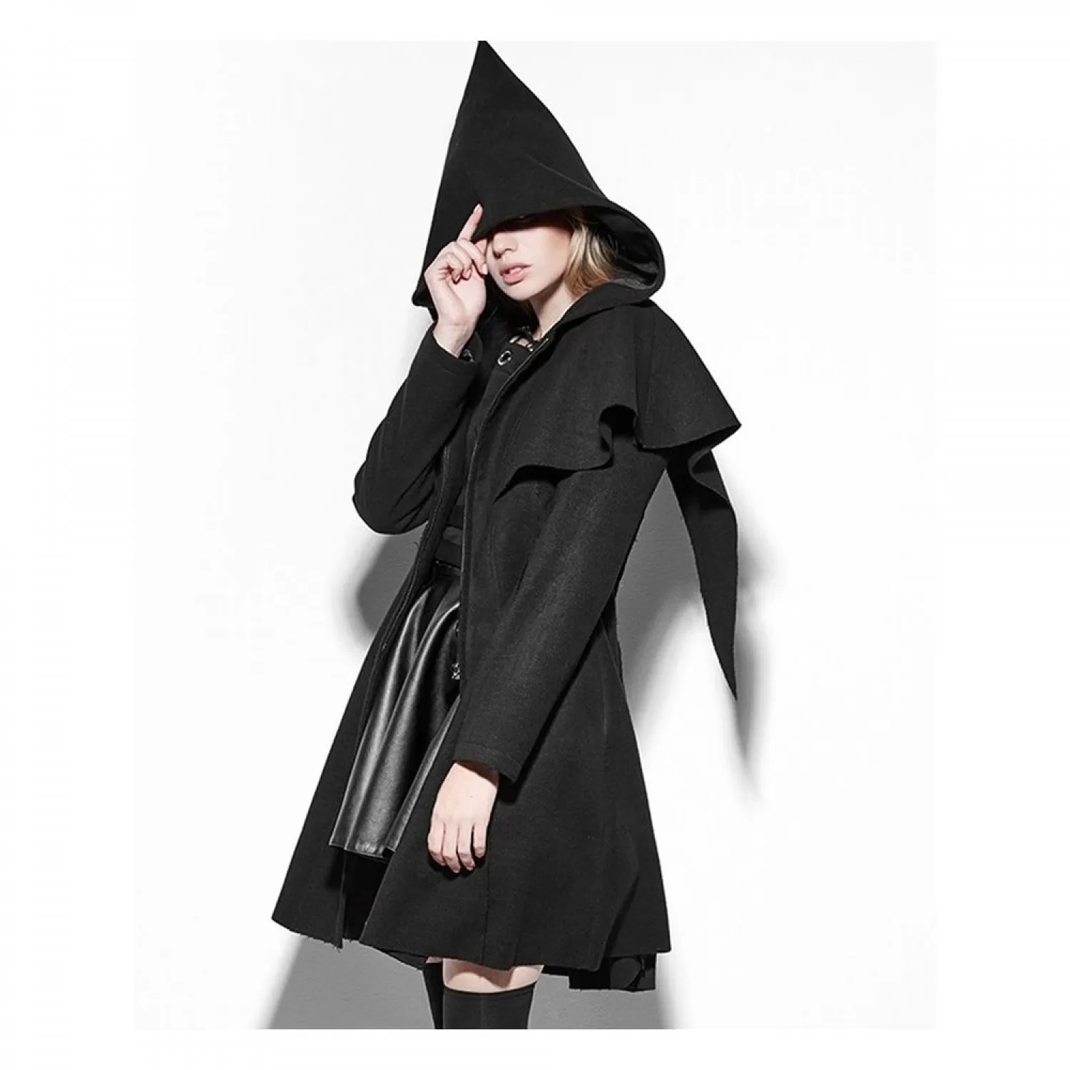 Women Gothic Lolita Zipper Hooded Witch Magic Cloak Coat (2025)