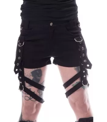 Women Gothic Shorts Black Denim Badass Babes Sexy Mini Shorts (2025)