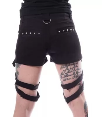 Women Gothic Shorts Black Denim Badass Babes Sexy Mini Shorts (2025)