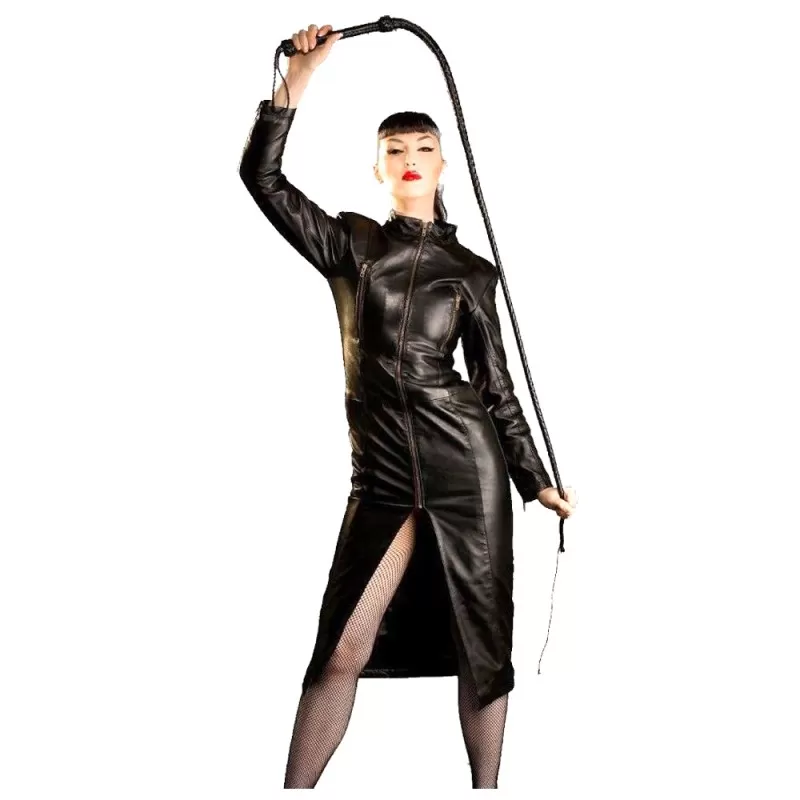 Women Gothic Genuine Leather Long Coat Fetish Bondage Coat Sexy Gothic Clothing Women Gothic Genuine Leather Long Coat Fetish Bondage Coat Sexy Gothic Clothing