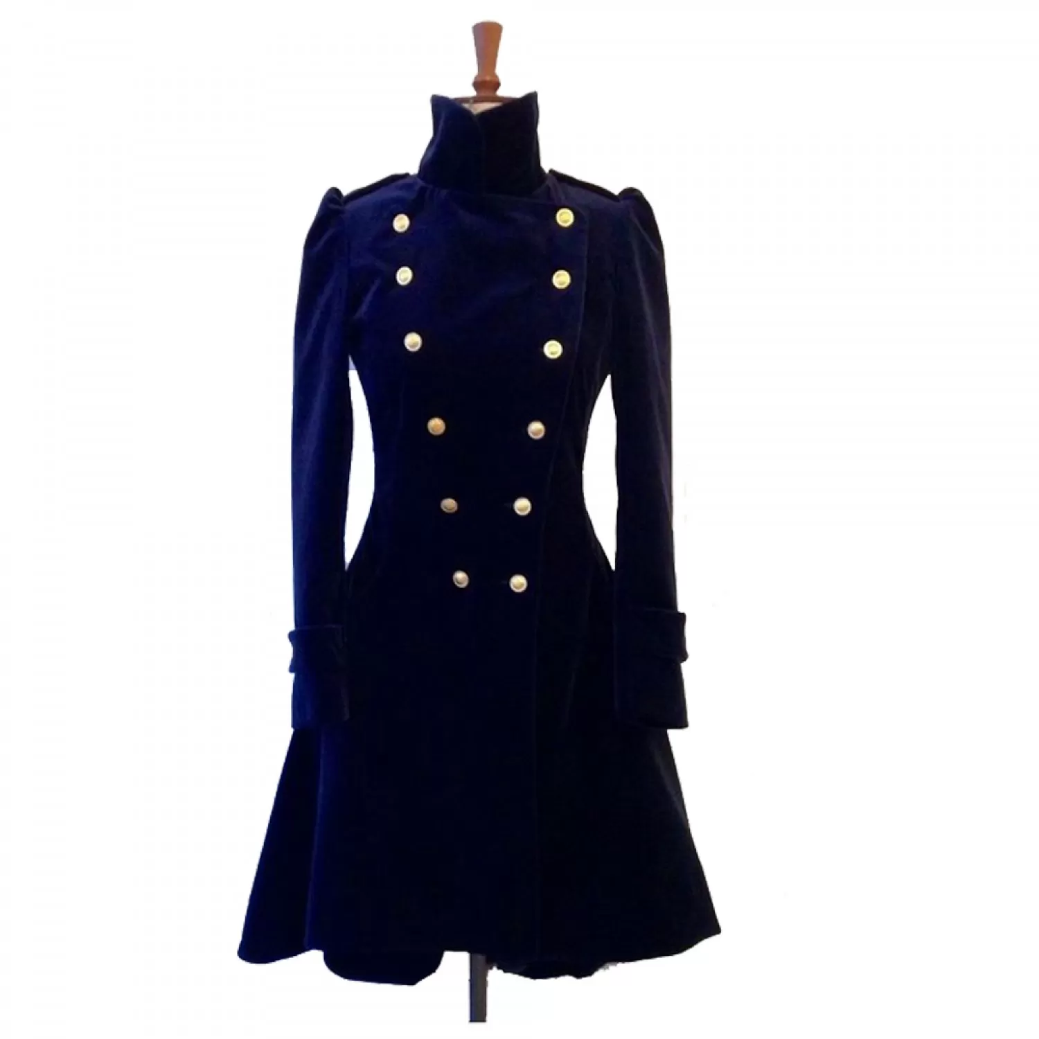 Military Double-Breasted Royal Blue Velvet Coat | Gothic Formal Men’s Jacket