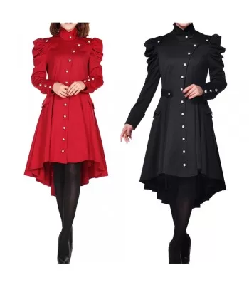 Women Gothic Victorian Style Trench Coat Vintage Regiment Jacket (2025)