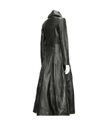 Gothic Attitude Women’s Full Length Midnight Black Leather Club Coat – Nappa Goth Long Jacket